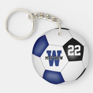 Blauw Zwart Voetbal Club Team Kleuren Jongens Meis Sleutelhanger