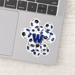 blauw zwart voetbalsticker met monogram sticker