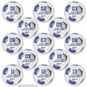 blauw zwart voetbalteam kleuren van 13 aangepaste sticker (Voorkant)