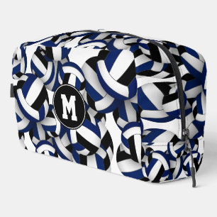 Blauw Zwart Volleybal Club Kleuren Monogrammed Toilettasje