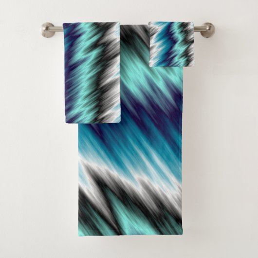 Blauw zwart-wit abstract bad handdoek (Insitu)