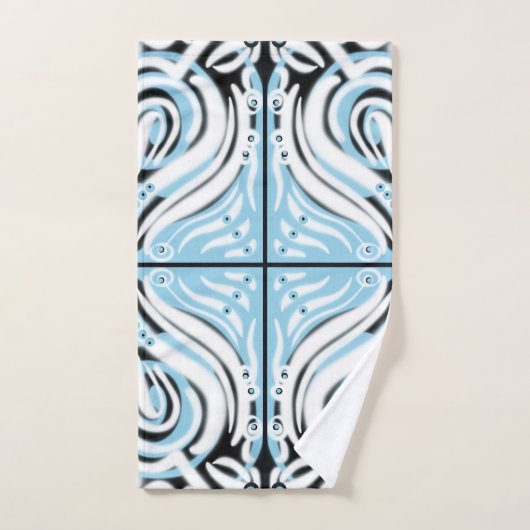 Blauw zwart wit Abstract patroon Bad Handdoek (Handdoek)