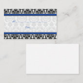Blauw, Zwart, Wit Damast Wedding Place Cards Plaatskaartje (Voorkant / Achterkant)