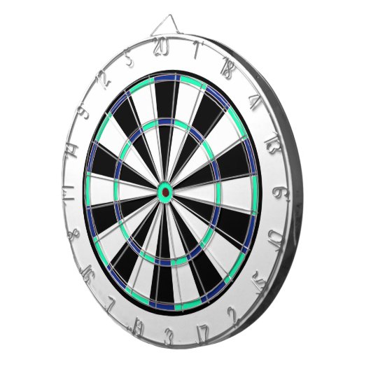 Blauw, zwart, wit dartboard dartbord (Voorkant Rechts)