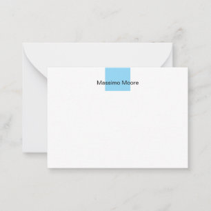 Blauw Zwart Wit Eenvoudig Elegant Eigen Naam Notitiekaartje