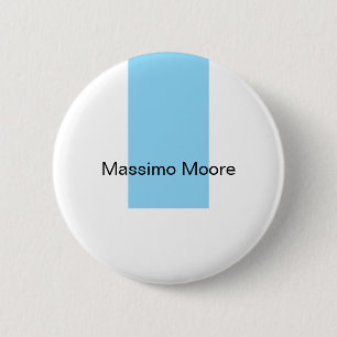 Blauw Zwart Wit Eenvoudig Elegant Eigen Naam Ronde Button 5,7 Cm