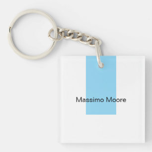 Blauw Zwart Wit Eenvoudig Elegant Eigen Naam Sleutelhanger