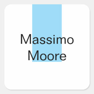 Blauw Zwart Wit Eenvoudig Elegant Eigen Naam Vierkante Sticker