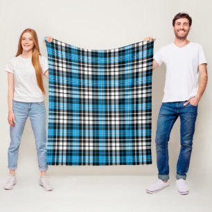 Blauw Zwart Wit Geruit Schotse Ruit Patroon Ontwer Fleece Deken