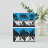 Blauw Zwart Wit Grieks Sleutel Fret Patroon Ontwer