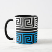 Blauw Zwart Wit Grieks Sleutel Fret Patroon Ontwer Mok (Links)