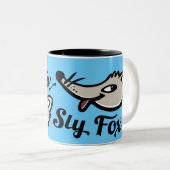 Blauw/zwart-wit mok met lichte vossen (Voorkant rechts)