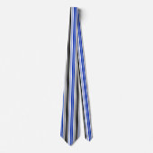 Blauw Zwart Wit Strepen Patroon Ontwerp Stropdas (Voorkant)