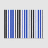 Blauw Zwart Wit Strepen Patroon Ontwerp Tissuepapier (Voorkant)
