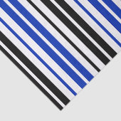 Blauw Zwart Wit Strepen Patroon Ontwerp Tissuepapier (Detail)