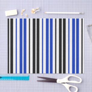Blauw Zwart Wit Strepen Patroon Ontwerp  Tissuepapier