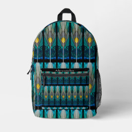 Blauw Zwart Wit Vlekglas look Bedrukte Rugzak