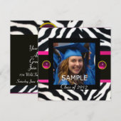 BLAUW ZWART WIT ZEBRA BONT Monogram Fototemplate Kaart (Voorkant / Achterkant)