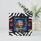 BLAUW ZWART WIT ZEBRA BONT Monogram Fototemplate Kaart (Staand voorkant)