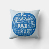 Blauw/zwart worpkussen, rust in meerdere talen kussen (Achterkant)