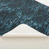 Blauw Zwart Zebra Print Ombre Sherpa Deken (3/4)