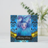 BLAUW, ZWARTE GOUD DAMASKMONOGRAM, Sapphire Kaart (Staand voorkant)