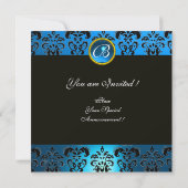 BLAUW, ZWARTE GOUD DAMASKMONOGRAM, Sapphire Kaart (Achterkant)