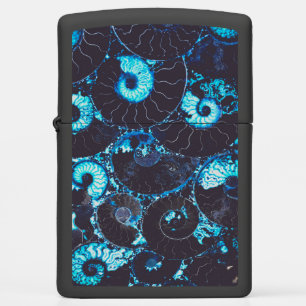 Blauw zwarte Nautilus shell patroon, bang meetkund