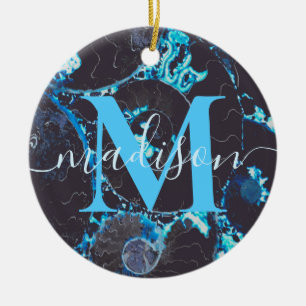 Blauw zwarte Nautilus shell patroon, bang meetkund Keramisch Ornament