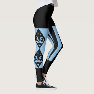 Blauw, Zwarte Oceaan en Stars Harlequin Design Leg Leggings