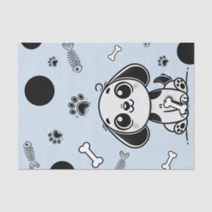 Blauw & Zwarte Vis Botten Hond Puppy Honden Verjaa Tissuepapier