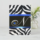 BLAUW ZWARTE WITTE ZEBRA FUR MONOGRAM, Sapphire Kaart (Staand voorkant)