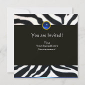 BLAUW ZWARTE WITTE ZEBRA FUR MONOGRAM, Sapphire Kaart (Achterkant)