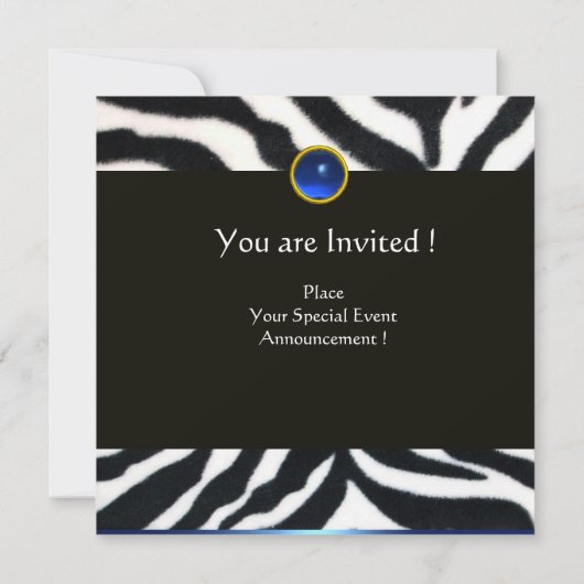 BLAUW ZWARTE WITTE ZEBRA FUR MONOGRAM, Sapphire Kaart (Achterkant)