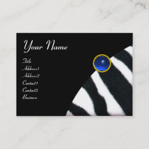 BLAUW ZWARTE WITTE ZEBRA fUR MONOGRAM, Sapphire Visitekaartje