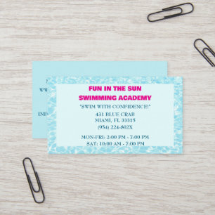 Blauw Zwembad Water Zwemlessen Visitekaartje