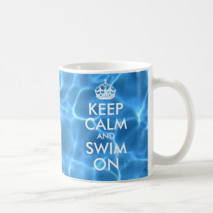 Blauw Zwembadwater Keep Calm and Swim On Koffiemok