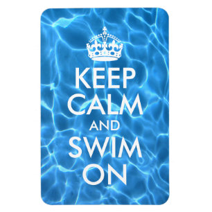 Blauw Zwembadwater Keep Calm and Swim On Magneet