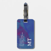 Blauwachtig abstractie met Wereldkaart Bagagelabel (Achterkant verticaal)