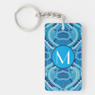 Blauwachtig - Gevederde Paisley Sleutelhanger
