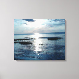 Blauwachtige zonsondergang boven Cape Cod-strand Canvas Afdruk