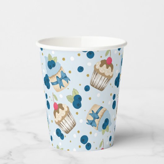Blauwbeestenkoeken Blauwe verjaardag van de feestd Papieren Bekers (Links)