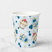 Blauwbeestenkoeken Blauwe verjaardag van de feestd Papieren Bekers (Voorkant)