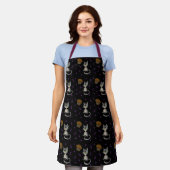 Blauwbeige Muffin Bloop Cat Pattern Dark Apron Schort (Gedragen)