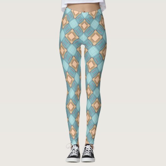 Blauwbeige vlecht leggings (Voorkant)