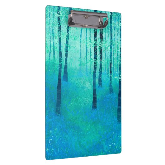 Blauwbellen in een bos bos landschap schilderen klembord (Rechts)