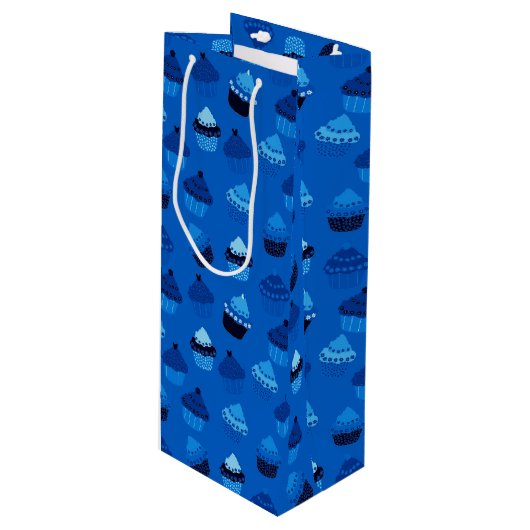 Blauwbes cupcakes wijn cadeautas (Voorkant Gekanteld)