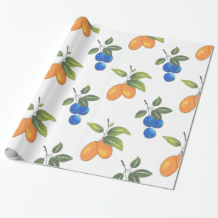 Blauwbes en bloemenpatroon met handschrift cadeaupapier