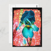 Blauwbes Iris Briefkaart (Voorkant / Achterkant)