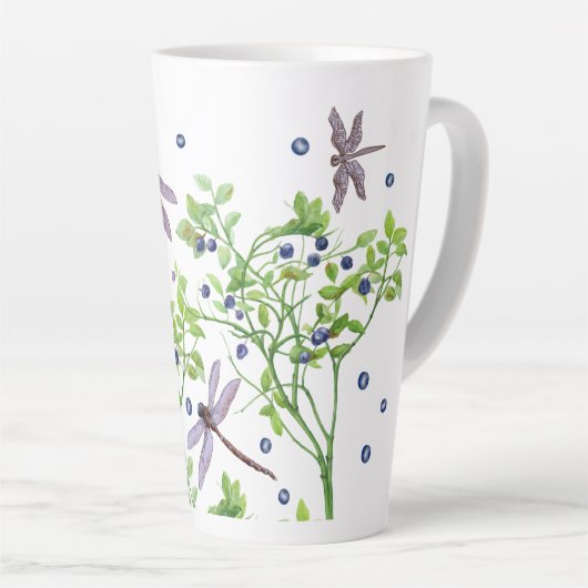 Blauwbes met libellen latte mok (Rechterhoek)